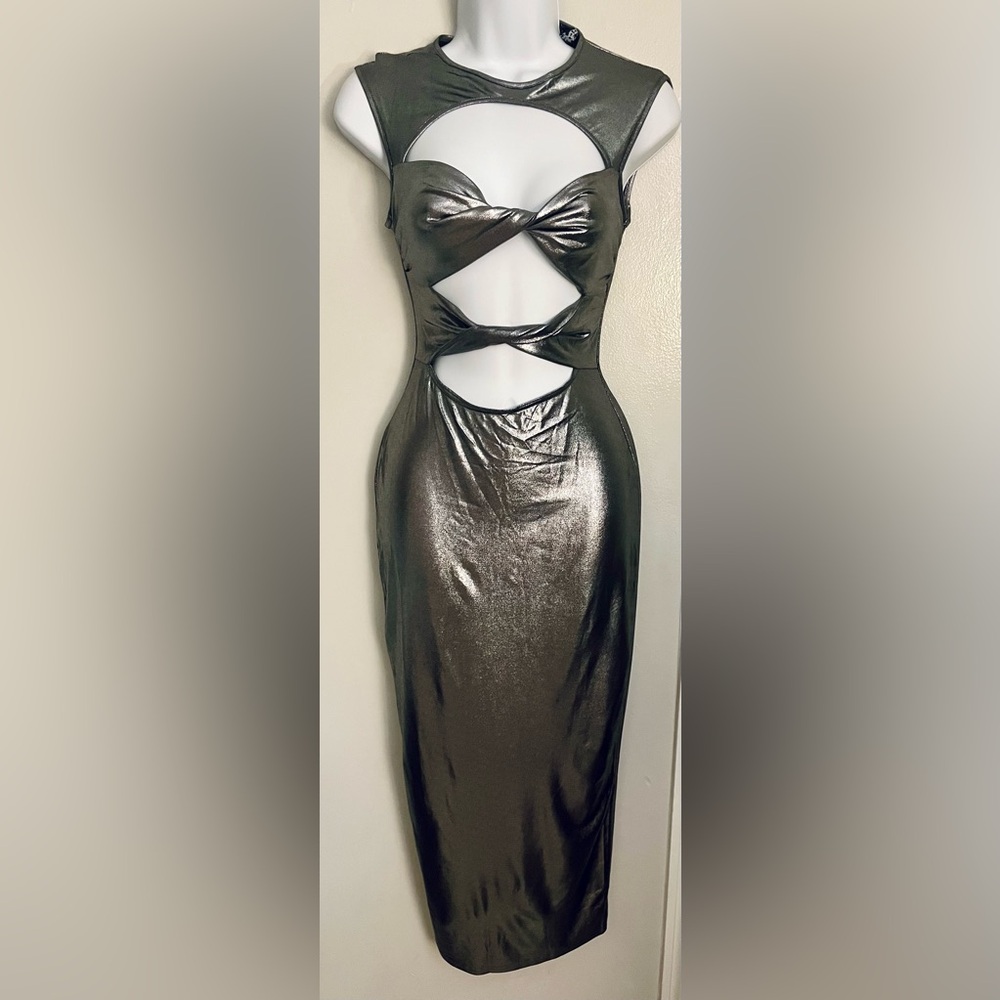 Pewter Cutout Midi Dress
